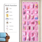 28 Pocket Over The Door Shoe Organizer (Pink-2 Pack of 28)