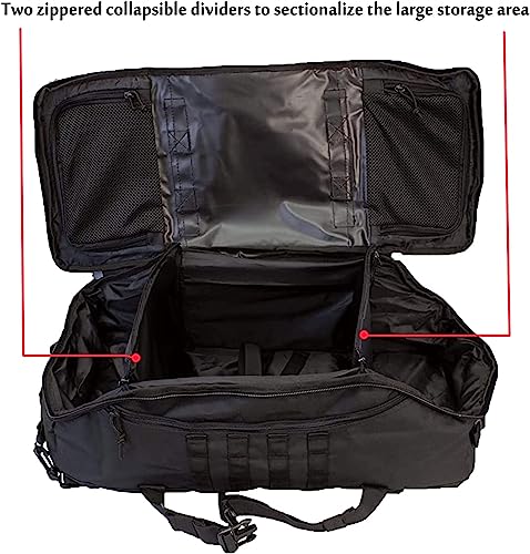 3 In 1 Tactical 45L Military Backpack Travel Duffle Bag for Weekender Gym Workout Deployment (Medium (45L) / Black)