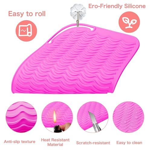 Curling Wands Pad Mat for Flat Iron Hair Straightener (Rose Red)