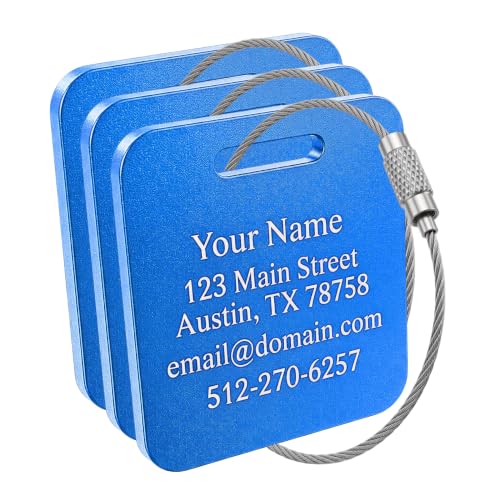 Custom Metal Luggage Tags (Blue / Metal Tags (Professional & Unbreakable))