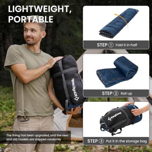 Sleeping Bag for Adults (NAVY / Right Zip)