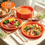 10 inch Orange Plastic Plates (Orange / 100 Pcs)