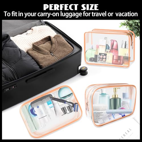 16 Pieces Clear Cosmetic Bags (16pcs Orange L)