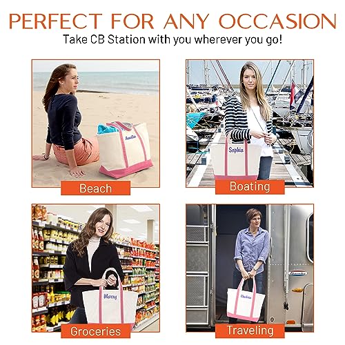 Medium Classic Personalized Monogram Canvas Tote Bag for Women (Coral)