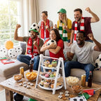 3 Tier Soccer Ball Serving Trays Wooden Shaped Soccer Stand Platters 12'' 10'' 8'' Round Charcuterie Plate Board Reusable Party Serving Plate for Game Tailgate Party Supplies (Soccer)