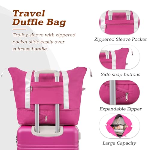 Suitcase Set 28 IN Expandable Luggage with TSA Lock Spinner Wheels (Vintage Luggage / Pink(28+bags))