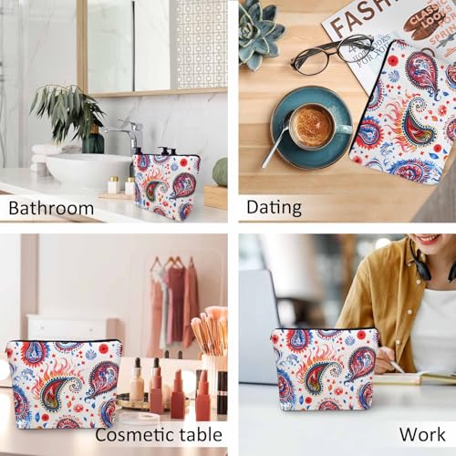 Paisley Floral Makeup Organizer Bag Cosmetic Bag For Men Women (9 x 7.1 inch / Paisley Floral)