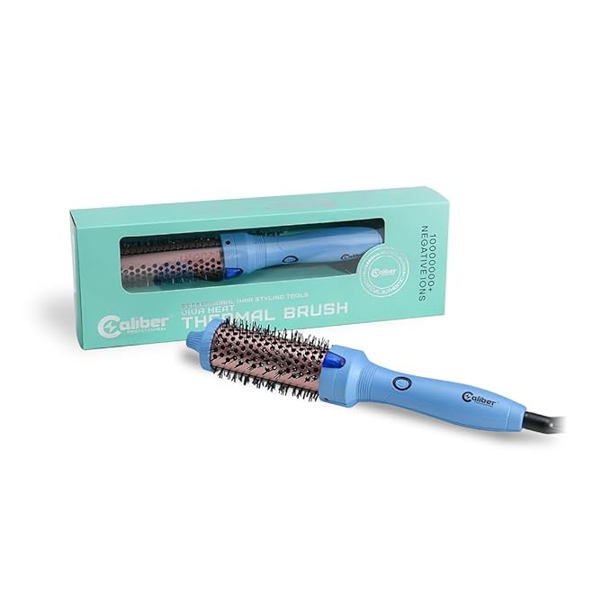 Caliber Viva Heat Thermal Hair Brush, Professional Styling Tool with Negative Ion Technology, Blue (1-1/4 inch（32mm）)