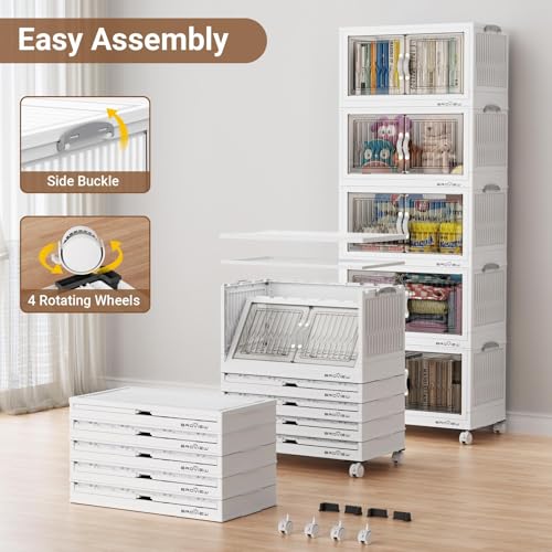 300Qt Stackable Storage Bins with Lid (White / 60QT-5Pack)