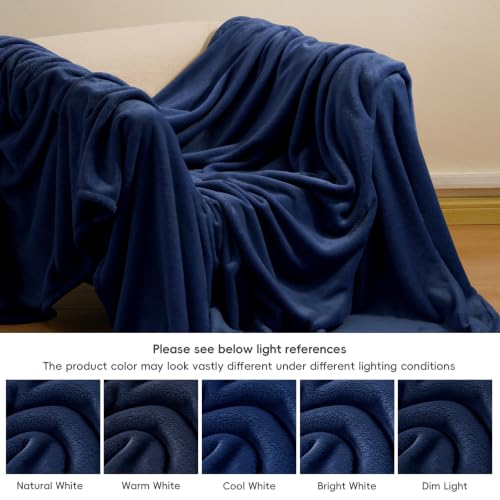 Fleece Blanket Twin 66"x90" (Navy Blue / Twin(66" X 90"))