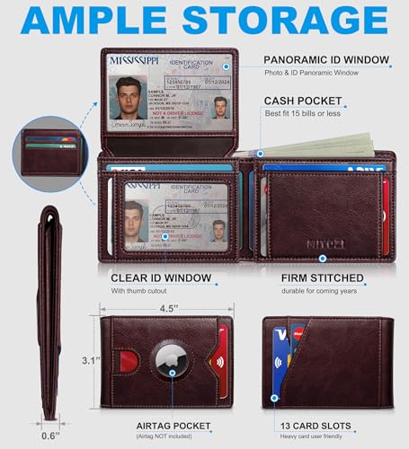 AirTag Wallet for Men (Burgundy183)