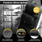 3 In 1 Tactical 45L Military Backpack Travel Duffle Bag for Weekender Gym Workout Deployment (Medium (45L) / Black)