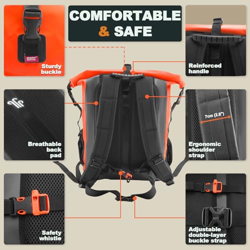 Waterproof Backpack Dry Bag 25L (Orange / 25L)