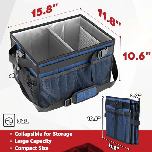 Grill Caddy Foldable BBQ Caddy with Paper Towel Holder (Navy)