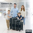 Patented Connecting Hard Shell 3 Piece Luggage Set (Slate Grey / 3-Piece Set)