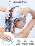2 Pack Scalp Massager Hair Growth Scrubber for Dandruff Removal (Light Green & Beige)