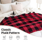 Sherpa Fleece Throw Blanket 80" x 90" Reversible Plush Fluffy Large Big Blanket Lattice Flannel Blankets for All Season Use (Red and Black / 80"*90")