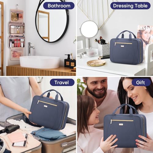 Hanging Toiletry Bag for Women Travel (Grey Blue / Large)