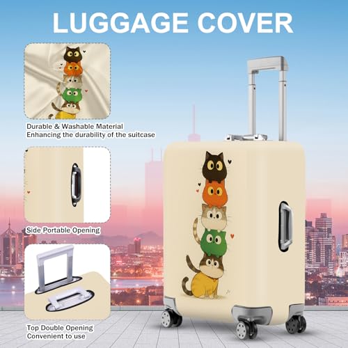 Stacked Cute Cats Luggage Cover (#38 / S(fits 20-22inch suitcase))