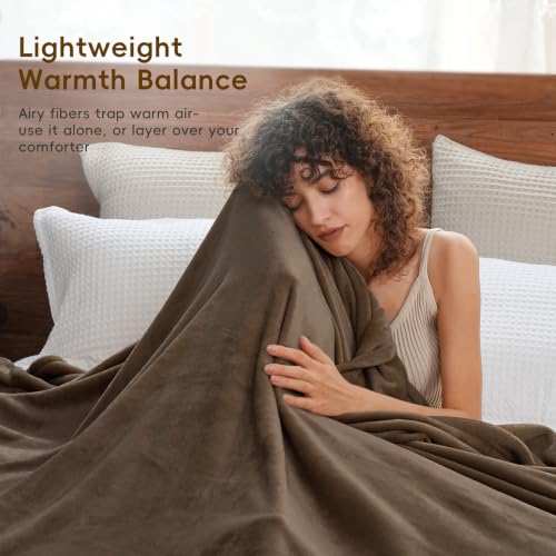 Ultra Soft Fleece Blanket King Size (Cocoa Brown / King(108" X 90"))