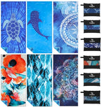 6 Pack Microfiber Beach Towel Oversized 71x32 Colorful Print Bulk (6 Pack Blue and Floral Packs / X-Large (32x71 inches))