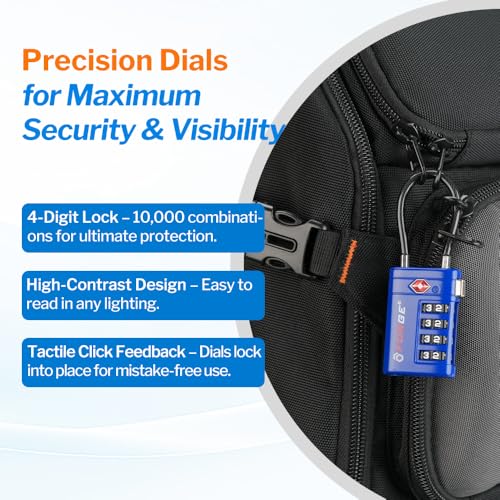 Open Alert TSA Approved Luggage Locks (Blue 4 PK)