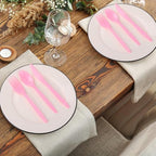 90 Pieces Pink Plastic Cutlery Set (Pink)