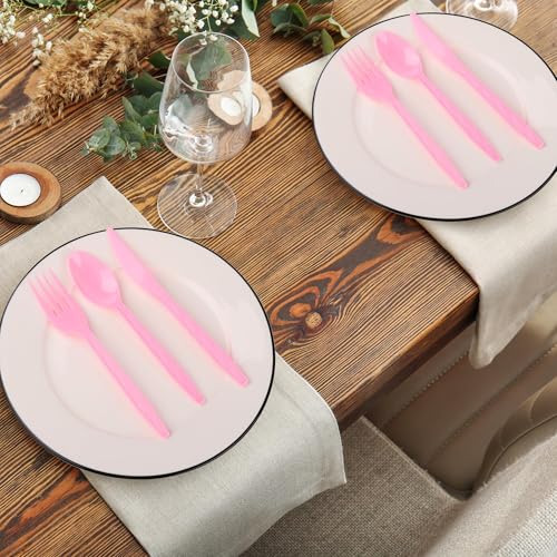90 Pieces Pink Plastic Cutlery Set (Pink)