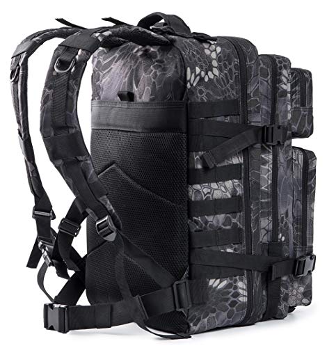 45L Military Tactical Backpacks Molle Army Assault Pack 3 Day Bug Out Bag Hiking Treeking Rucksack (2.2 Pythons Grain Black)