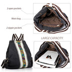 Women Canvas Backpack Daypack Casual Shoulder Bag (Grey Black 2)