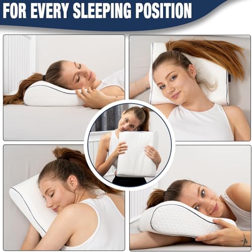 Travel & Camping Comfortable Memory Foam Pillow (13.7 x 11.8 x 3.9 / 3.14 In - White)