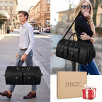 Garment Bag for Travel Convertible Carry on Travel Duffel Bag for Men Women (A3-Black-Faux Leather)