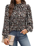 Blouses for Women Dressy Casual Long Sleeve Shirts for Women Business Casual Tops Mock Neck Womens Fall Fashion 2026 Work Clothes Teacher Outfits Clothing Boho Tops Floral Print S (01 - Floral Print / Small)
