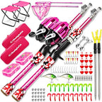 Kids Fishing Pole For Boys (2 Pack- Pink + Pink (Complete Set) / 5ft)