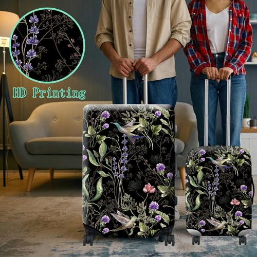 Suitcase Protector Plus 1 Luggage Tag (Wild Flowers Hummingbird / L)