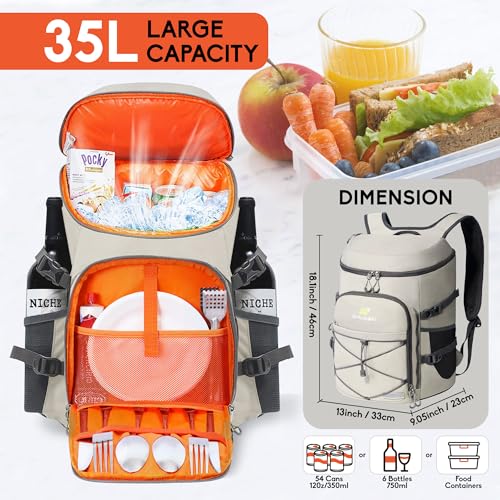 Backpack Coolers Insulated Leak Proof 36 (Light Gray / 54 Cans)