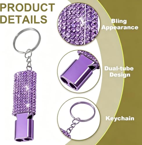 Three Tube Whistle Aluminum Alloy Survival Whistle for Outdoor Needs Sports Referee Emergency (Pure purple2pcs)