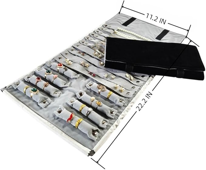 Velvet Travel Jewelry Case Roll Bag Organizer - Image 7