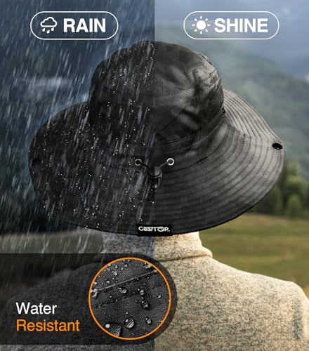 Safari Hat for Men Sun Hats for Women UV Protection UPF 50+ Fishing (Black Camouflage Standard 1 Pack / Safari)