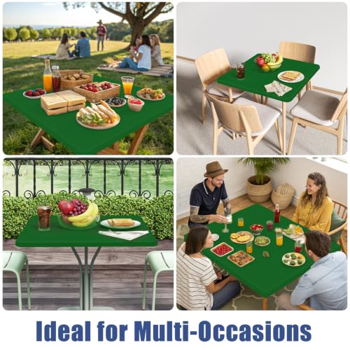 2 Pack Square Spandex Fitted Table Cloth (Emerald Green / 34" x 34" (Square))