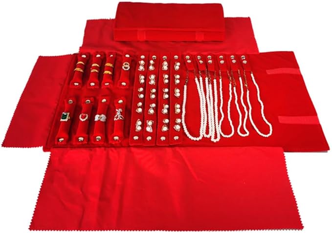 Velvet Travel Jewelry Case Roll Bag Organizer - Image 2