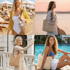 Crochet Beach Bag for Women Summer Purse Boho Small Tote (Khaki Bag)