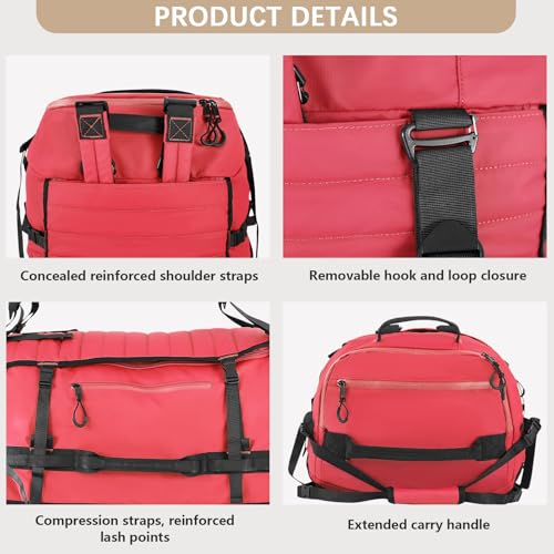 86L Collapsible Wheeled Duffle Bag Waterproof (Red)
