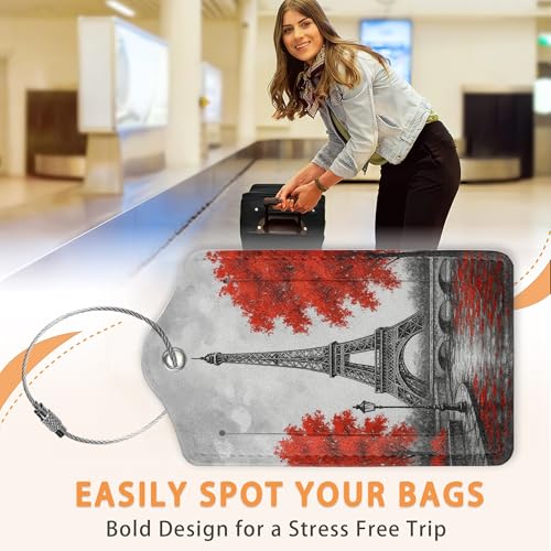 Eiffel Tower Paris 3 PCS PU Leather Luggage Tags for Suitcase (Eiffel Tower Paris)
