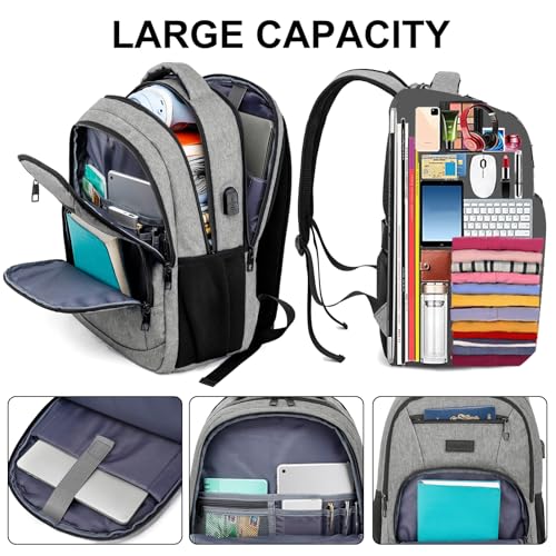 School Backpack for Teens Boys (Dh54-gray / 17.3 Inch)