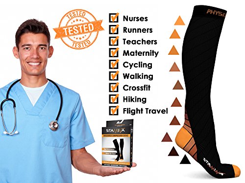 Physix Gear Compression Socks (Black/Orange / Small-Medium)