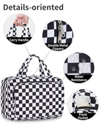 Hanging Toiletry Bag for Women (B-Black Checkerboard / Medium)