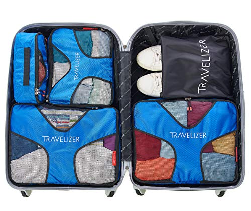 Travel Packing Cubes 5 pcs Luggage Organizer Set for Bag & Suitcase (Blue)