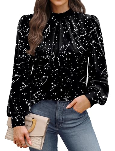 Fall Clothes for Women 2026 Winter Clothing Blouses Dressy Casual Tops for Teachers Fall Outfits for Women Thanksgiving Spring Break Essentials Black Star Print S (04 - Black Star Print / Small)