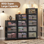320Qt Stackable Storage Bins with Lid (Black / 80QT-4Pack)